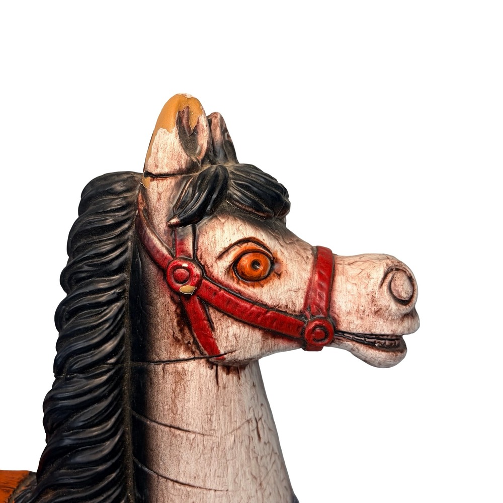 VTG Haunted Carousel Horse Wall Art - Spooky Dark Carnival Decor Eerie Folk Art - Picture 3 of 11